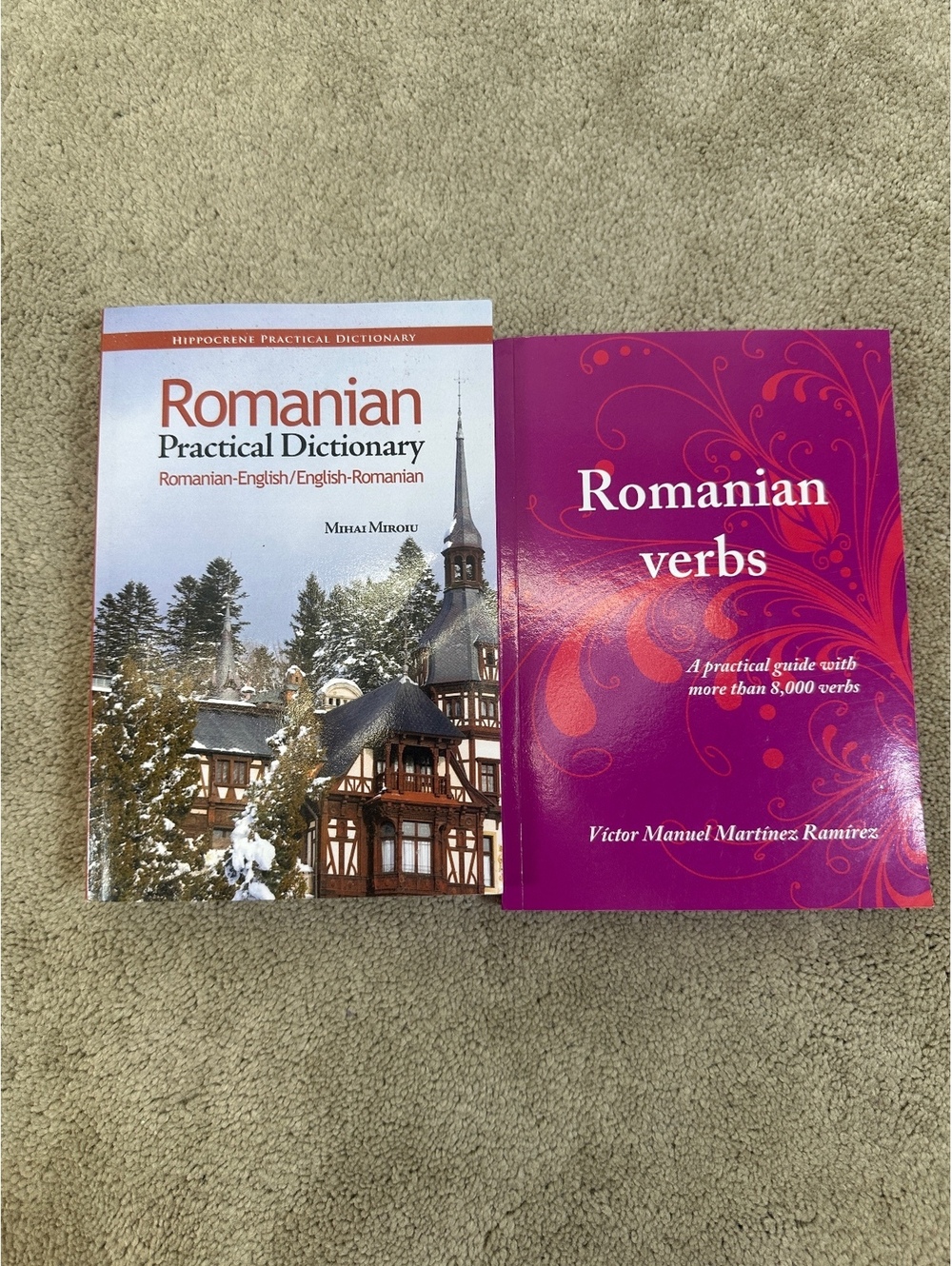 Romanian Language Learning Book Lot Dictionary Verbs Mihai Miroiu 2 Books